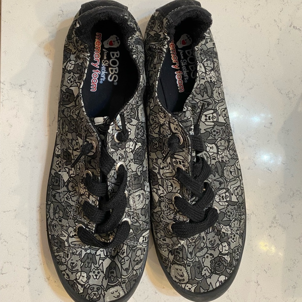 Skechers Bobs Animal Lover Cat Dog Print Shoes Size 11 Sneakers